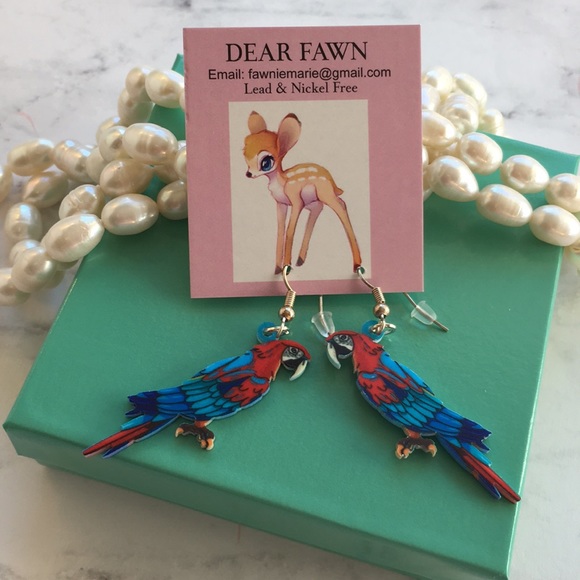 New Red & Blue Parrot Bird Earrings - Picture 1 of 8